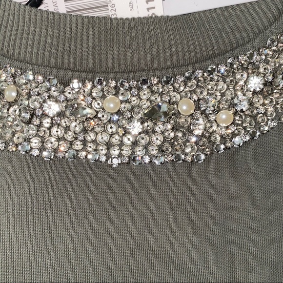 NWT Nicole Miller Olive Sweatshirt Small - Picture 6 of 6